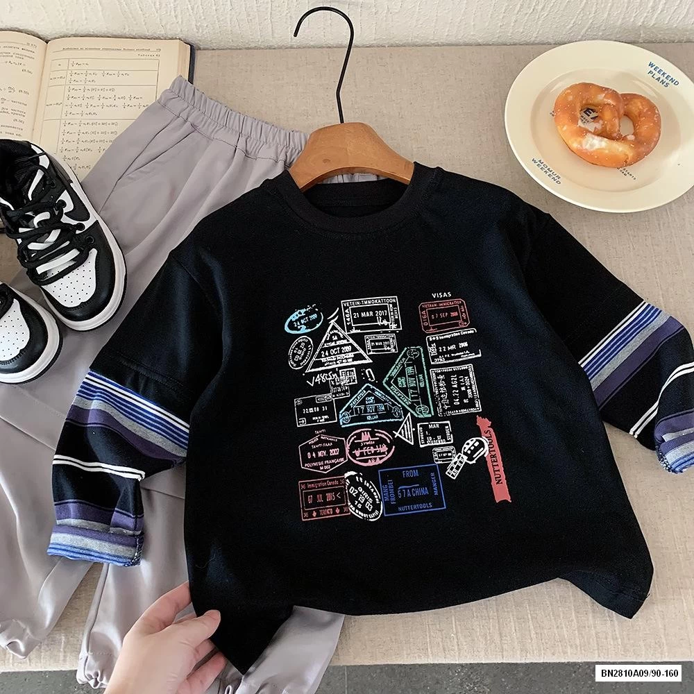 ÁO NỈ PHỐI TAY KẺ