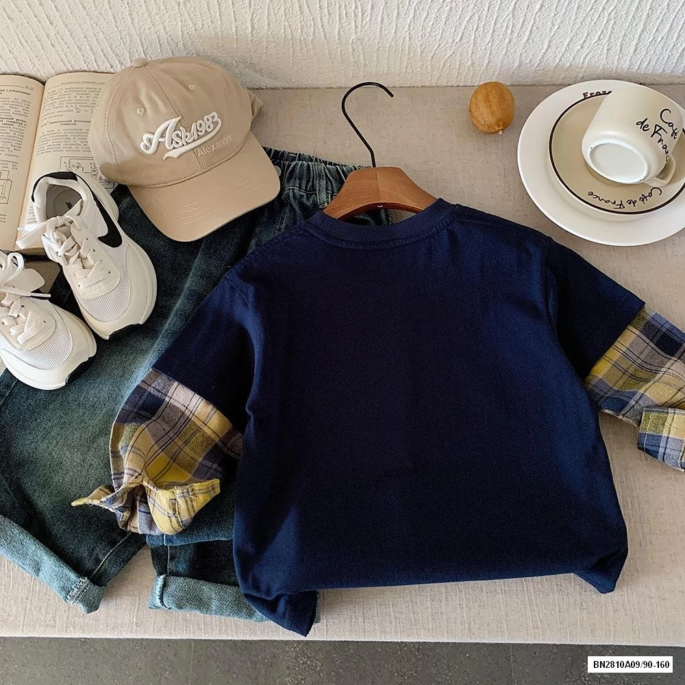 ÁO NỈ PHỐI TAY KẺ