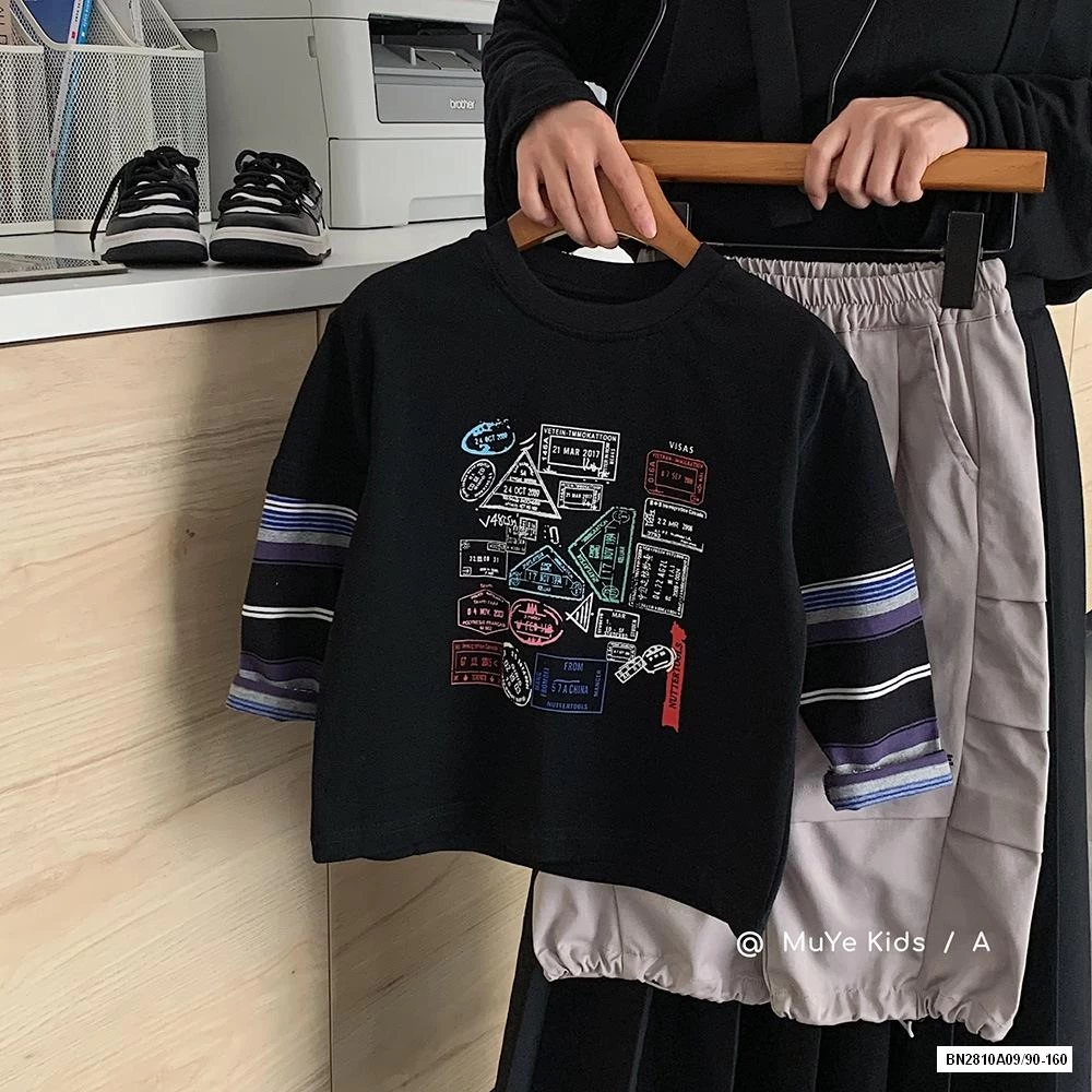 ÁO NỈ PHỐI TAY KẺ