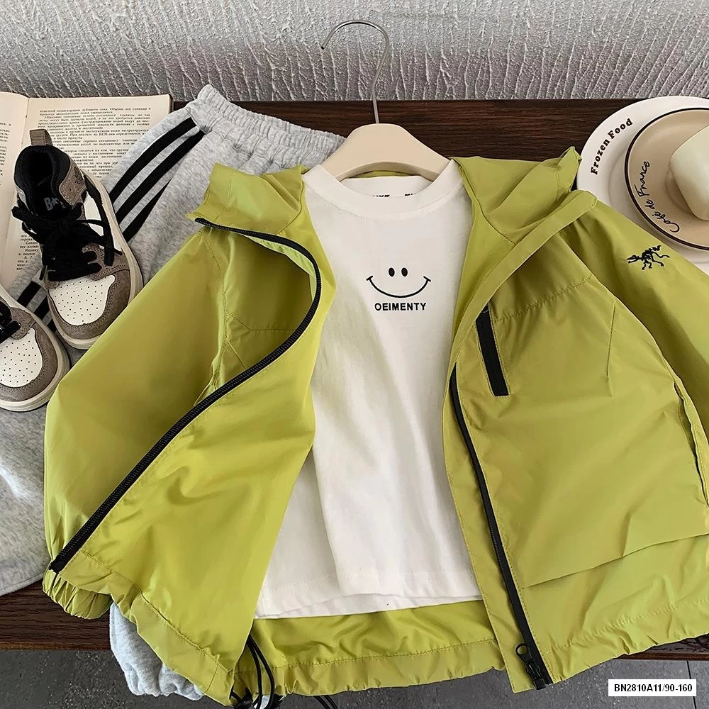 KHOÁC GIÓ XANH CHUỐI LIỀN MŨ