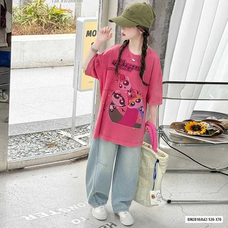 ÁO THUN HỒNG MIX JEANS BAGGY