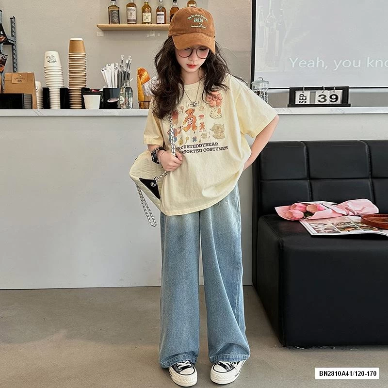 ÁO THUN GẤU MIX JEANS SUÔNG