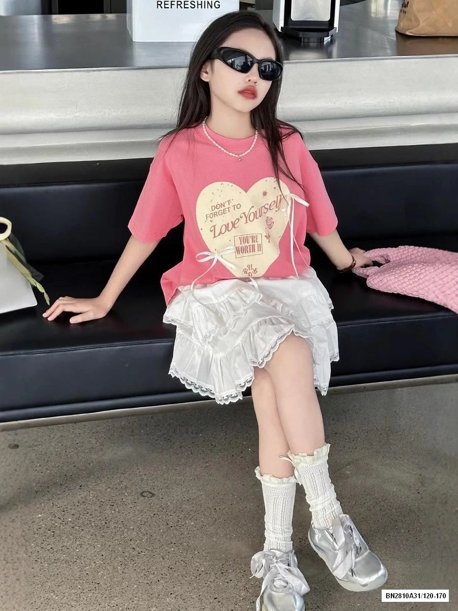 SÉT ÁO HỒNG MIX CV TRẮNG