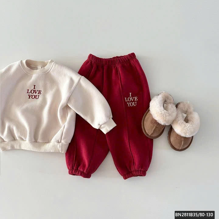 BỘ NỈ 2 MÀU ILOVEYOU