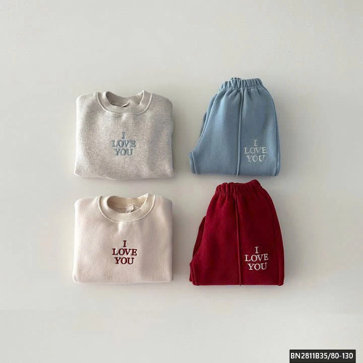BỘ NỈ 2 MÀU ILOVEYOU
