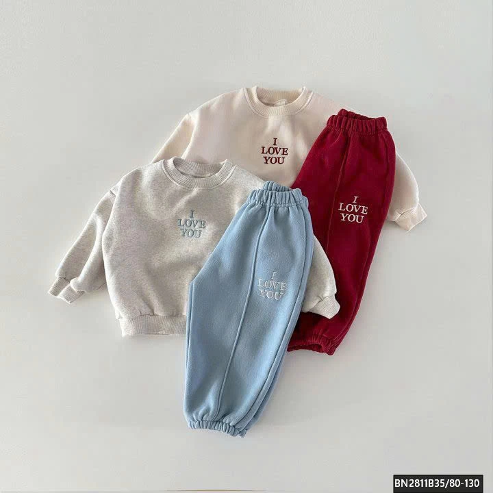 BỘ NỈ 2 MÀU ILOVEYOU