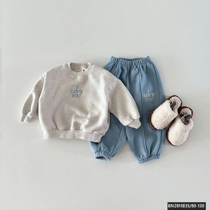 BỘ NỈ 2 MÀU ILOVEYOU