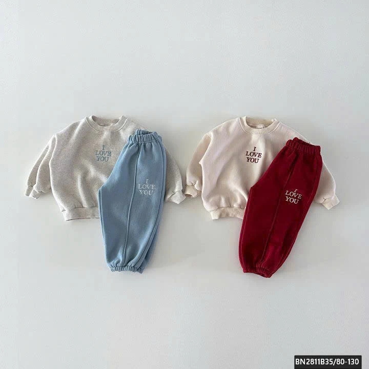 BỘ NỈ 2 MÀU ILOVEYOU