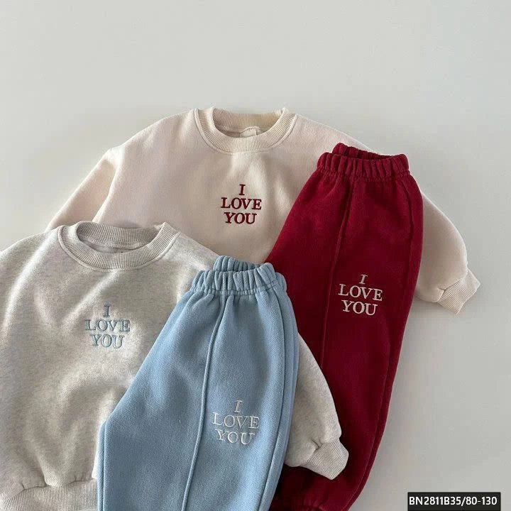 BỘ NỈ 2 MÀU ILOVEYOU