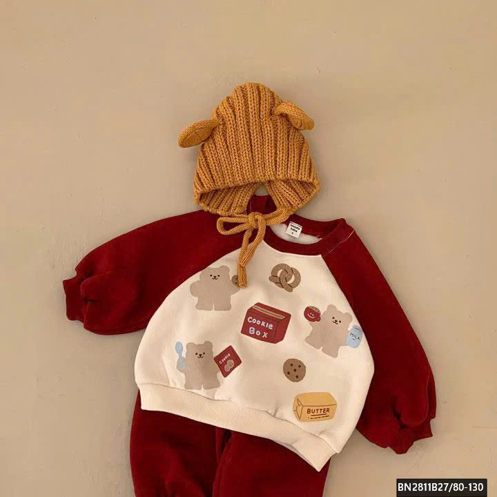 BỘ NỈ GẤU PHỐI MÀU LÓT LÔNG