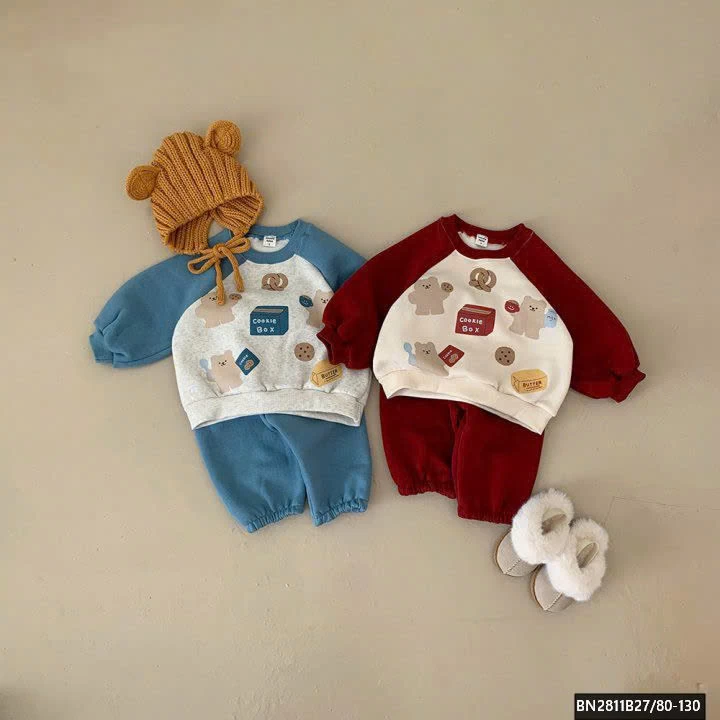 BỘ NỈ GẤU PHỐI MÀU LÓT LÔNG