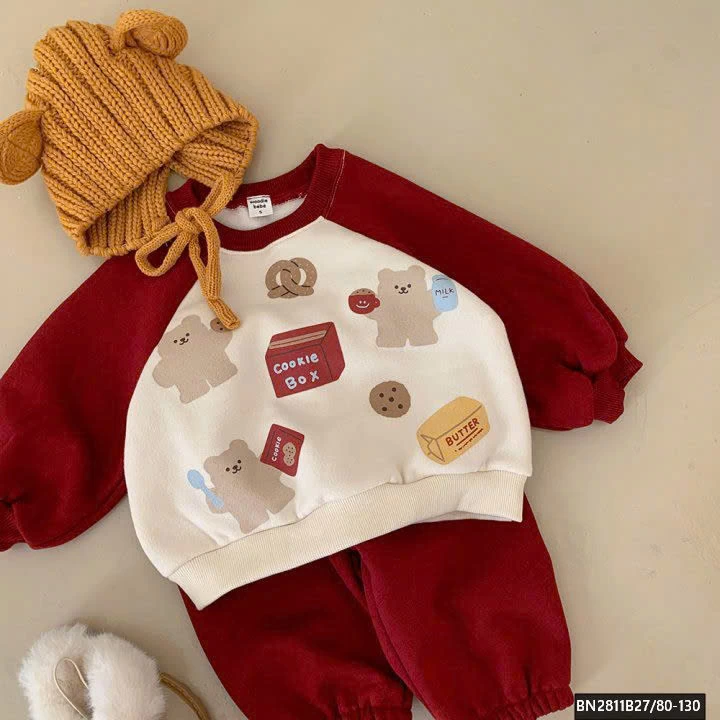 BỘ NỈ GẤU PHỐI MÀU LÓT LÔNG