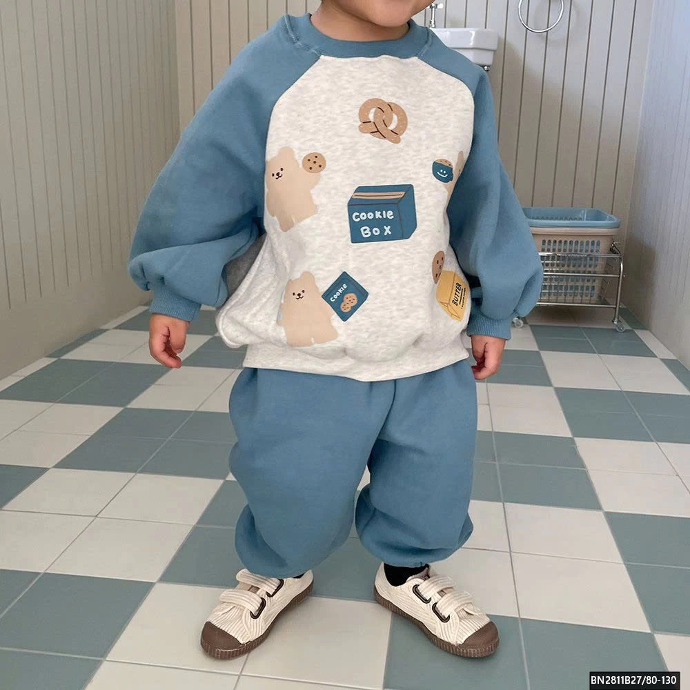 BỘ NỈ GẤU PHỐI MÀU LÓT LÔNG