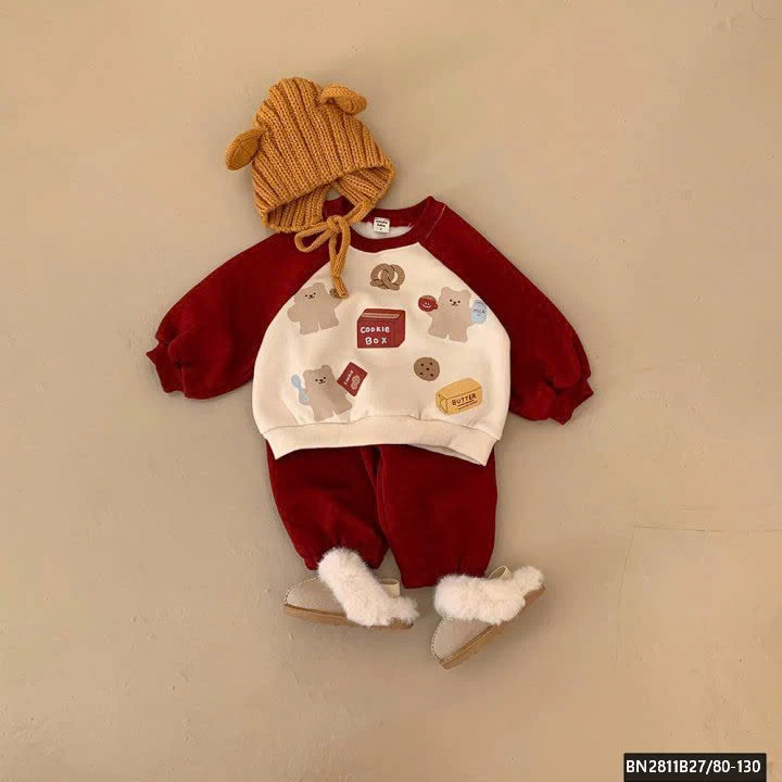 BỘ NỈ GẤU PHỐI MÀU LÓT LÔNG