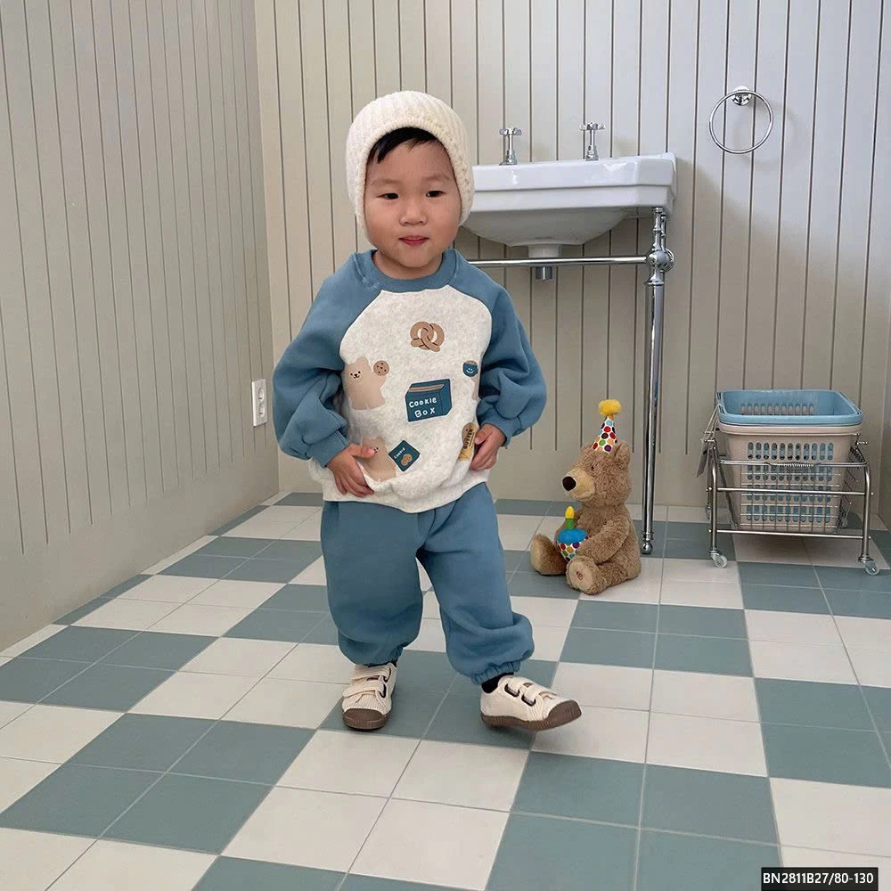 BỘ NỈ GẤU PHỐI MÀU LÓT LÔNG