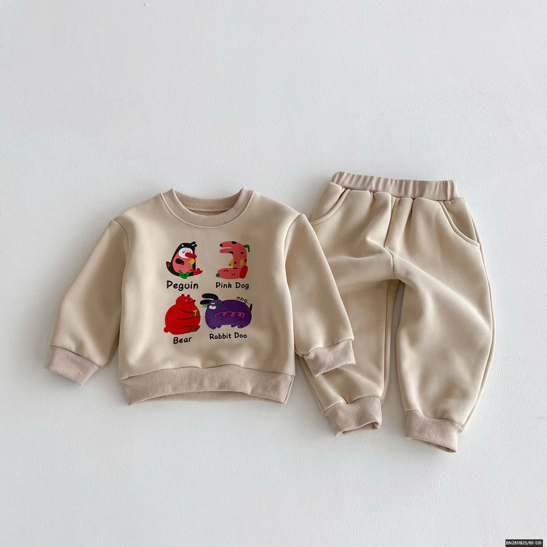 SET BỘ MÀU BE LÓT LÔNG CỪU HOẠT HÌNH