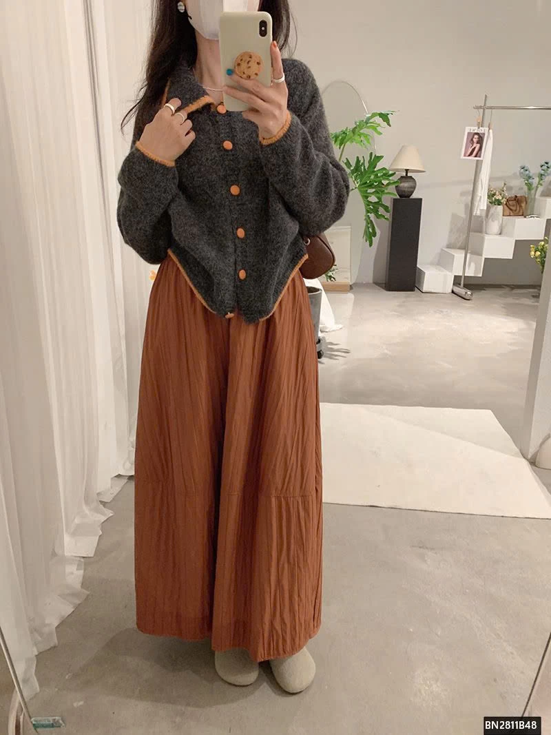 ÁO LEN LÔNG CỔ BẺ PHỐI VIỀN CAO CẤP