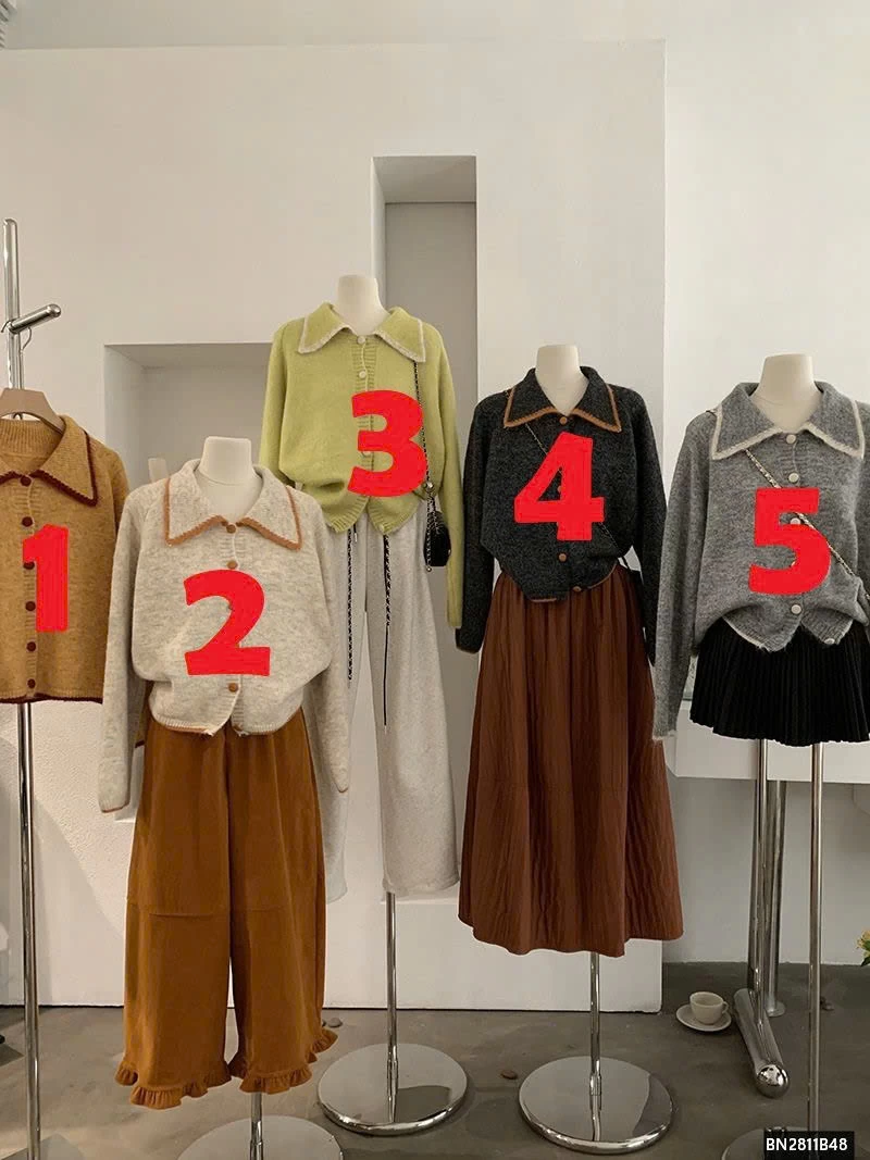 ÁO LEN LÔNG CỔ BẺ PHỐI VIỀN CAO CẤP