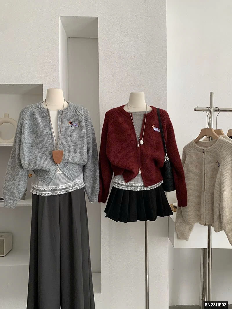 ÁO KHOÁC LEN LOGO CÚN CON KÉO KHÓA