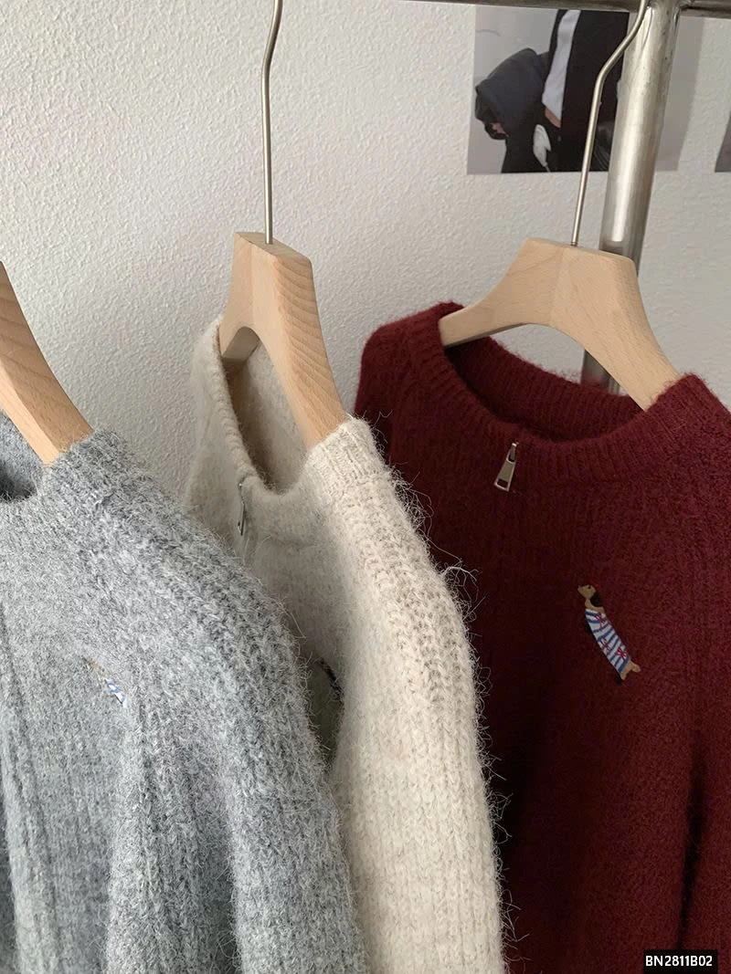 ÁO KHOÁC LEN LOGO CÚN CON KÉO KHÓA