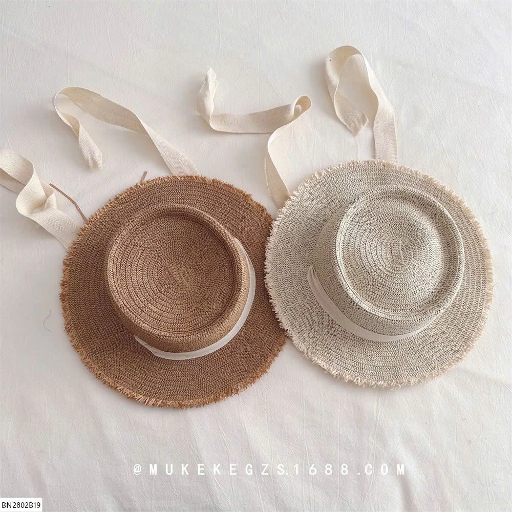 Mũ cói vành tròn cho bé