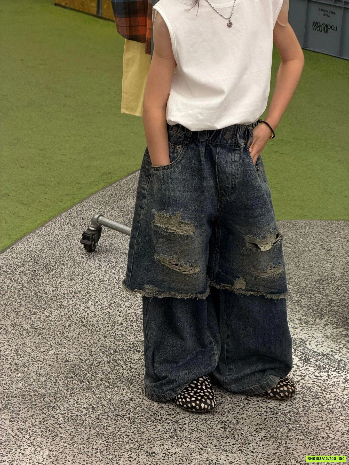 JEANS GIẢ 2 LỚP RÁCH CÁ TÍNH