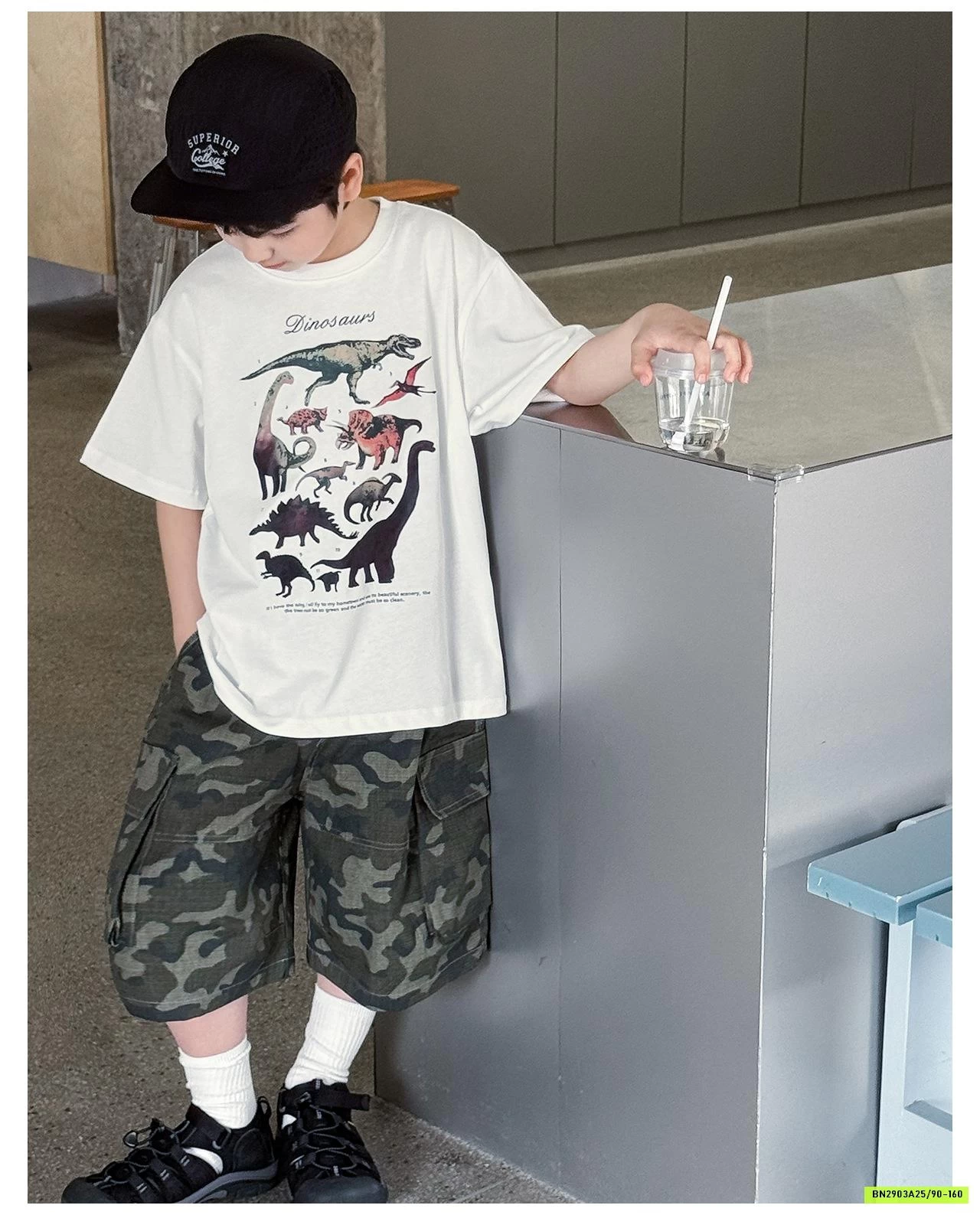 ÁO KHỦNG LONG MIX SHORT RẰN RI AOAOKIDS