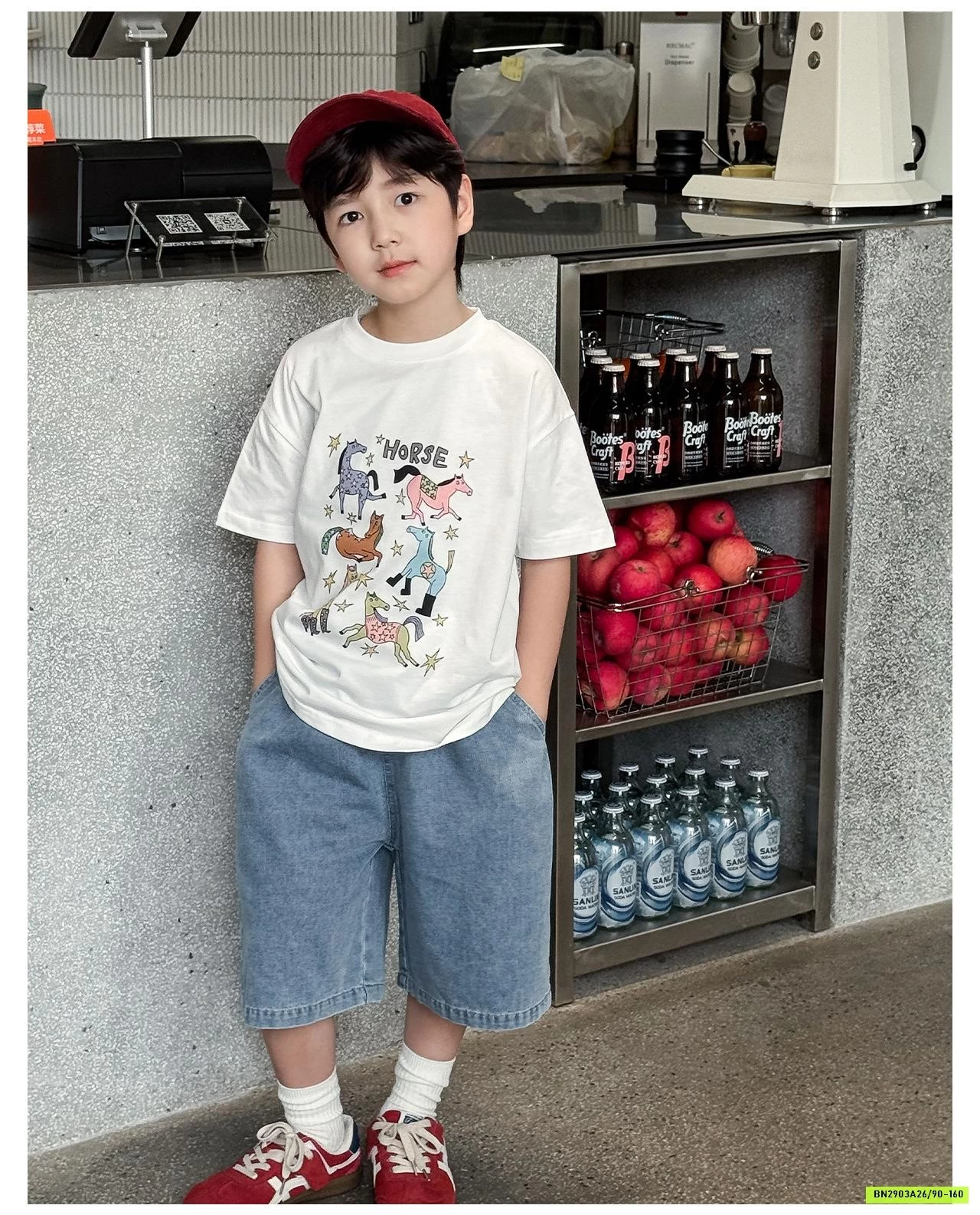 ÁO THUN IN NGỰA MIX JEANS LỠ AOAOKIDS