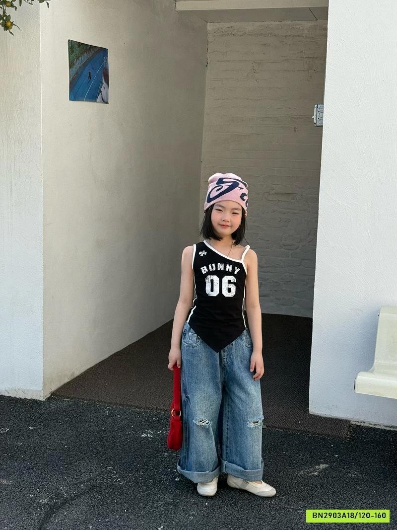 ÁO 2 DÂY LỆCH VAI MIX JEANS BAGGY