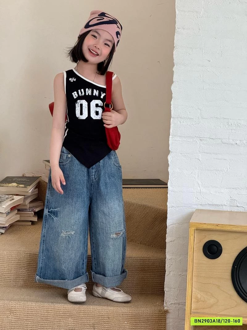 ÁO 2 DÂY LỆCH VAI MIX JEANS BAGGY