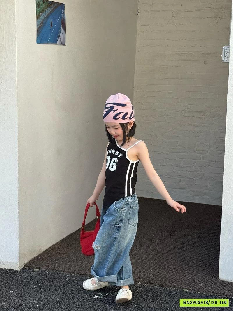 ÁO 2 DÂY LỆCH VAI MIX JEANS BAGGY