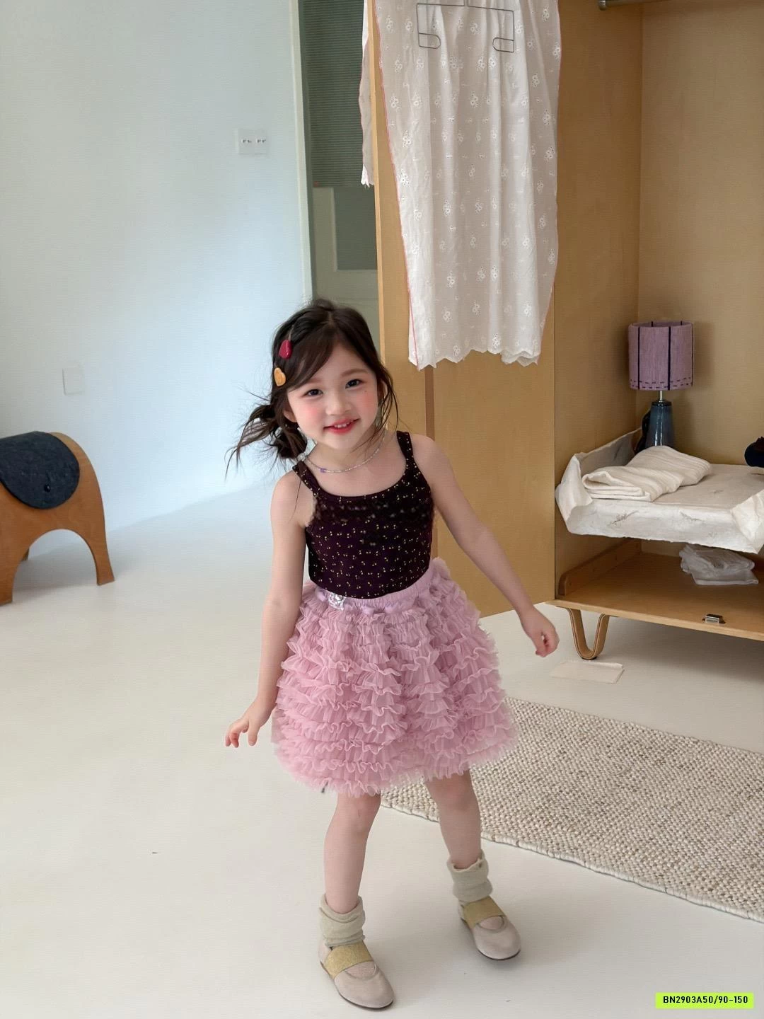 ÁO 2 DÂY NÂU MIX CV TUTU HỒNG JUSI.KDS