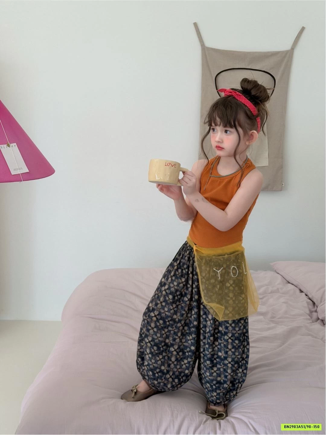 ÁO 3 LỖ CAM MIX QUẦN BOM HOA