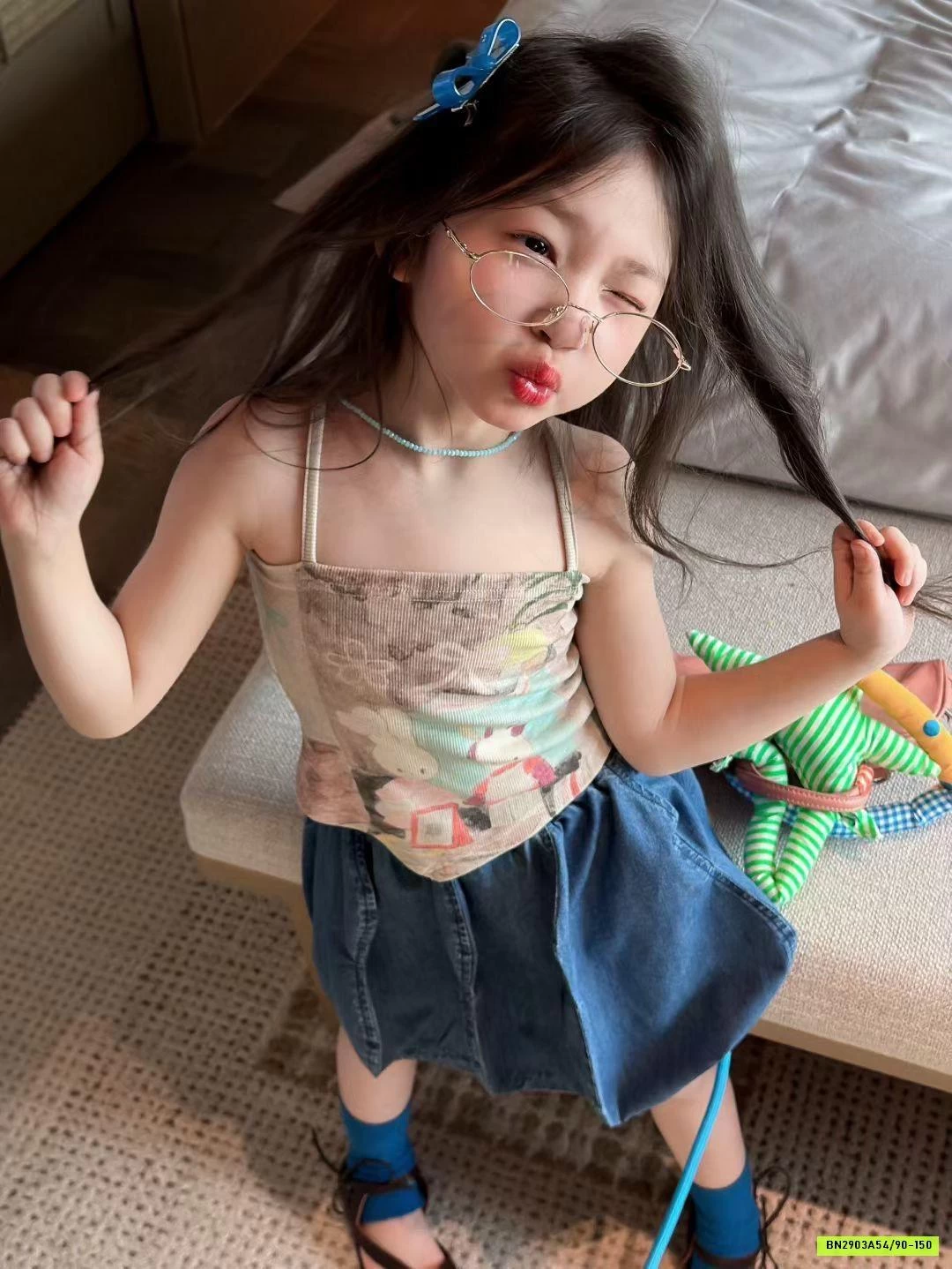 ÁO 2 DÂY HỌA TIẾT MIX CV JEANS BÍ