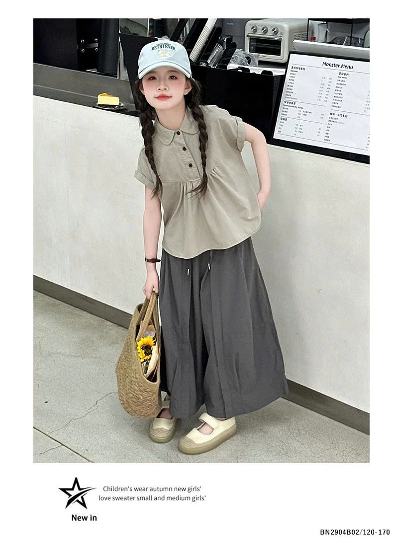 SÉT SƠ MI NÂU MIX QUẦN ỐNG RÔNG