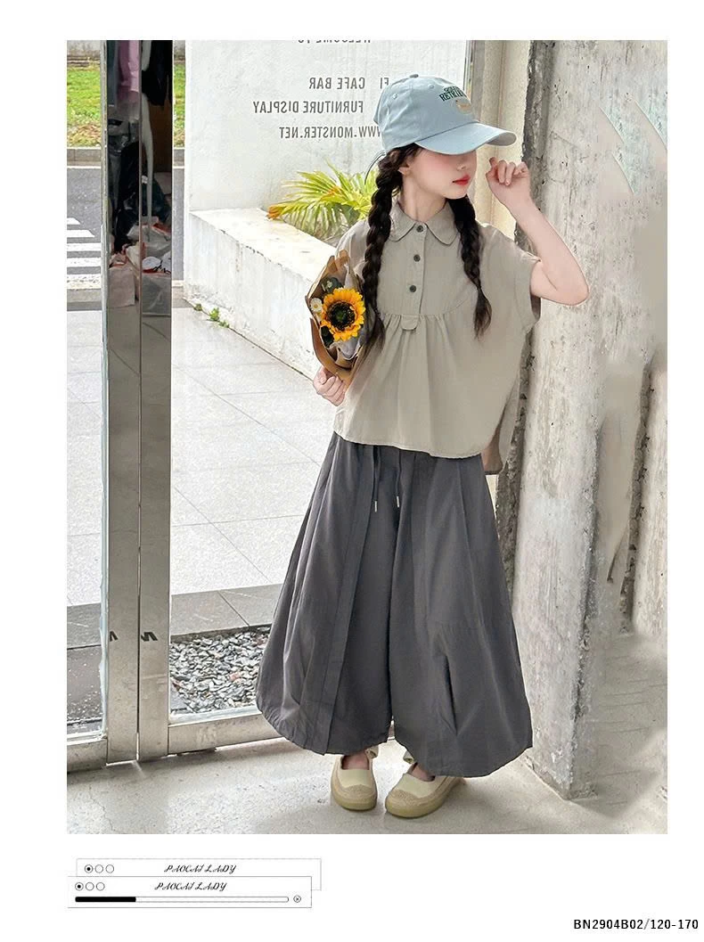 SÉT SƠ MI NÂU MIX QUẦN ỐNG RÔNG