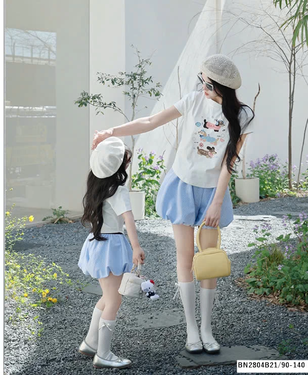 SET ÁO THUN MIX QUẦN BÍ XANH MẸ BÉ