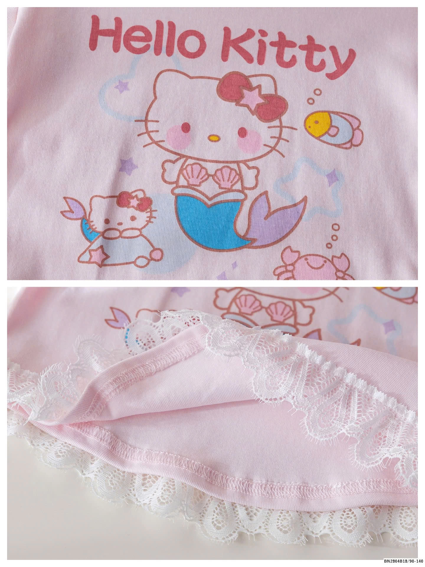 ÁO HELLO KITTY PHỐI REN CHO BÉ GÁI