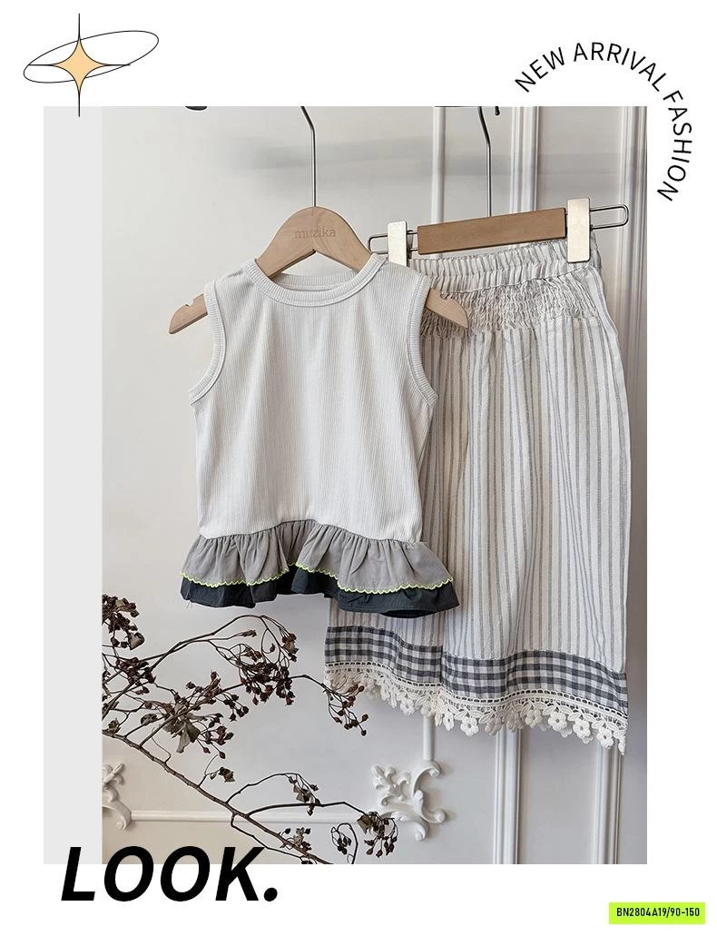 SÉT BABYDOLL KẺ SỌC VIỀN BÈO