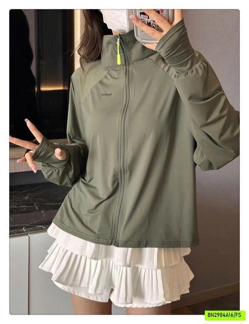 ÁO CHỐNG NẮNG CỔ ĐỨNG VẢI BĂNG LỤA