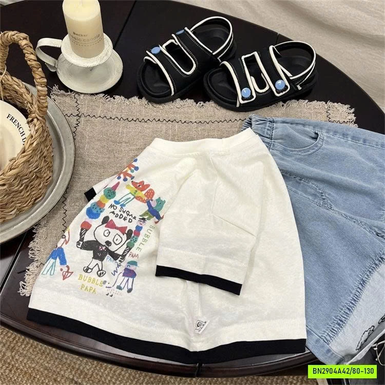 ÁO HOẠT HÌNH MIX JEANS LỬNG