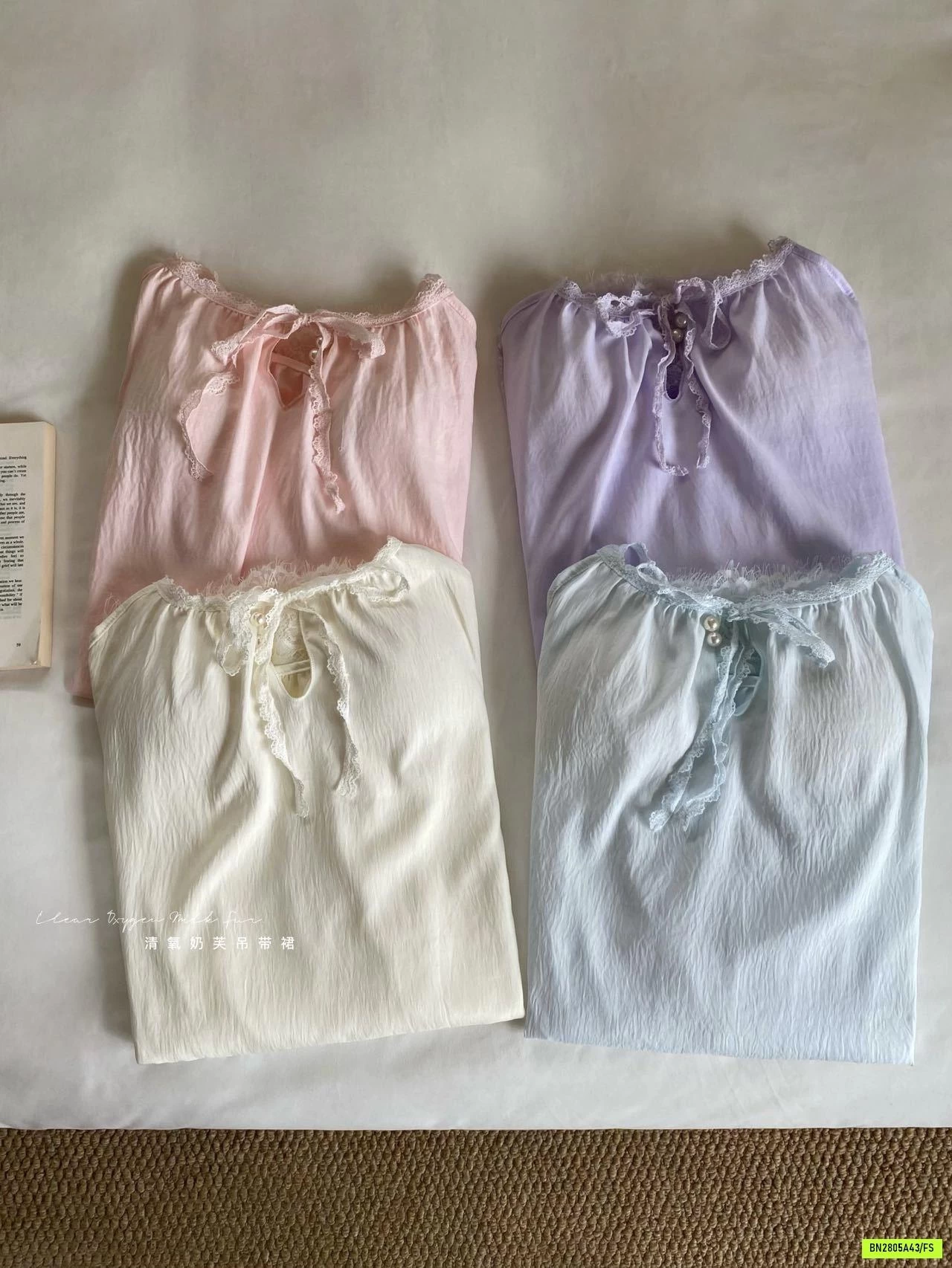 VÁY NGỦ 2 DÂY VIỀN REN KÈM BRA