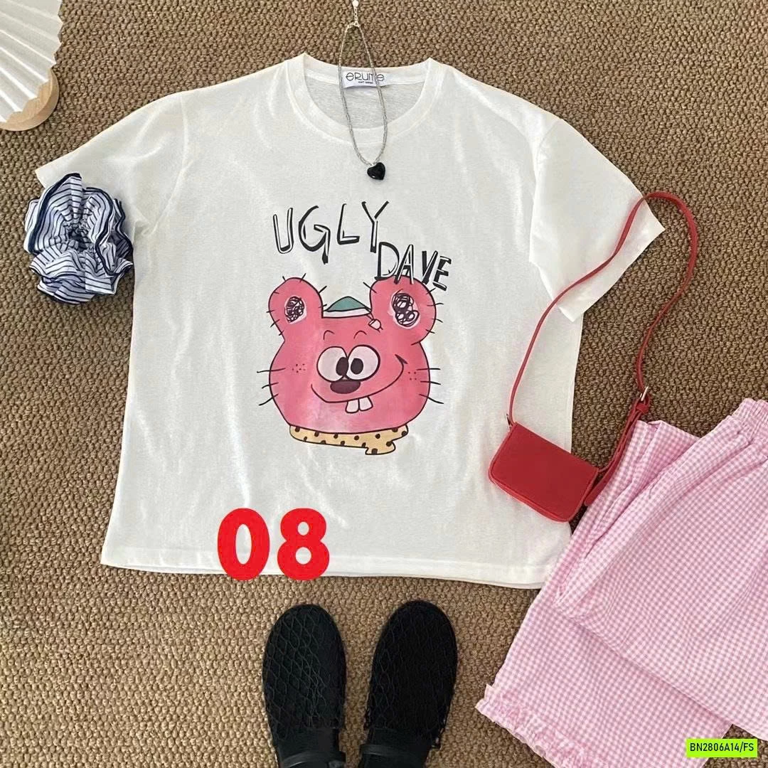 ÁO THUN XƯỚC IN HÌNH DỄ THƯƠNG NỮ