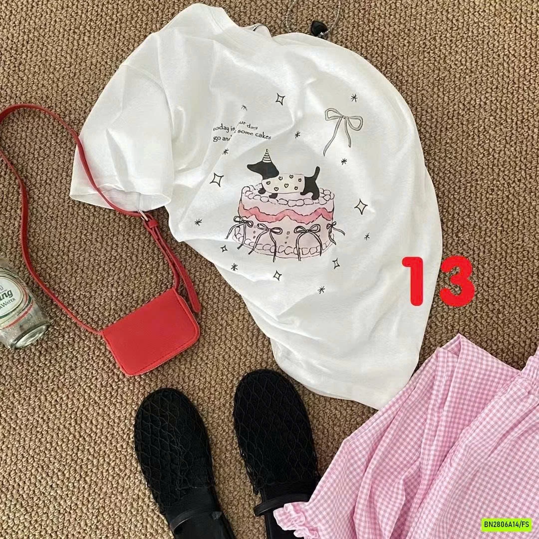 ÁO THUN XƯỚC IN HÌNH DỄ THƯƠNG NỮ