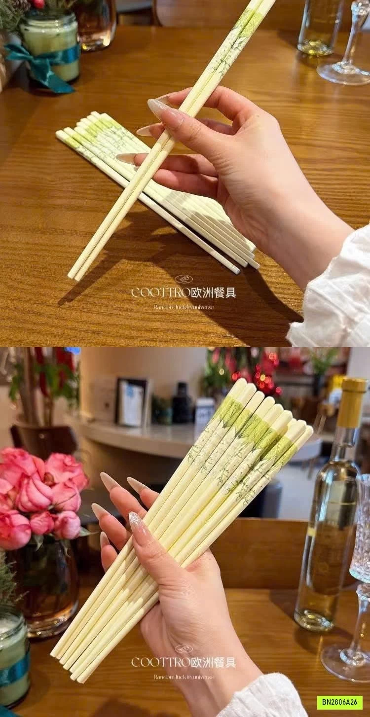 SÉT 10Đ ĐŨA SỨ CAO CẤP HỌA TIẾT XANH THANH LỊCH