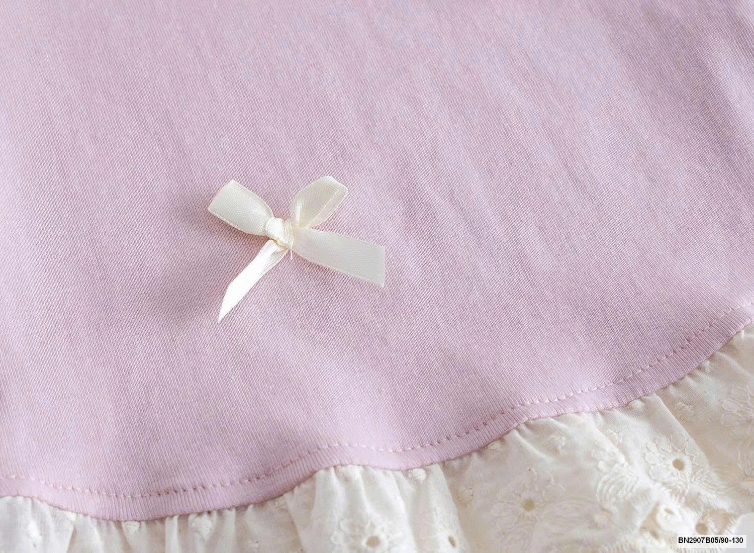 ÁO THUN BÉ GÁI NƠ XINH PHỐI REN