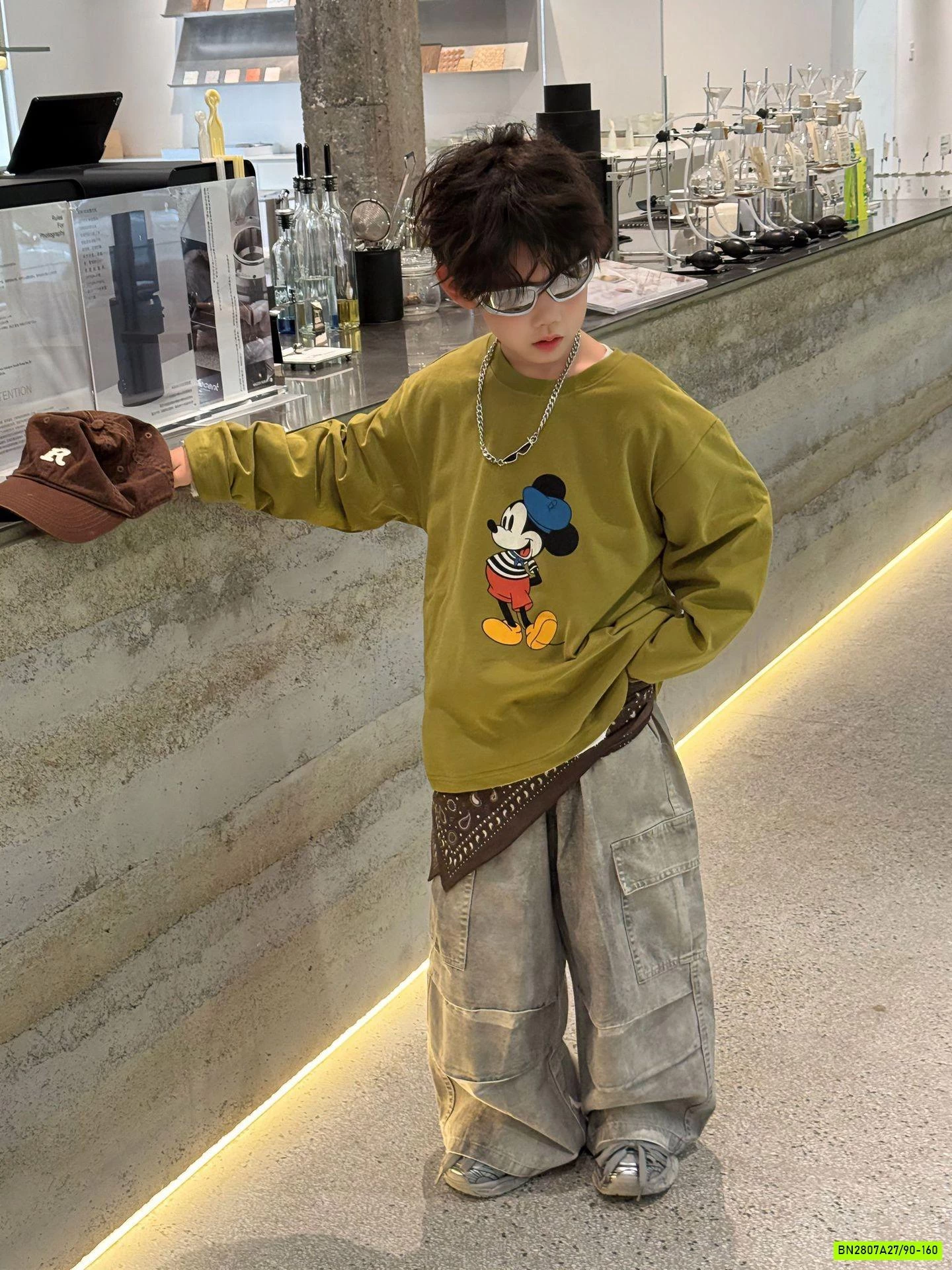 ÁO DÀI TAY MICKEY CỔ TRÒN