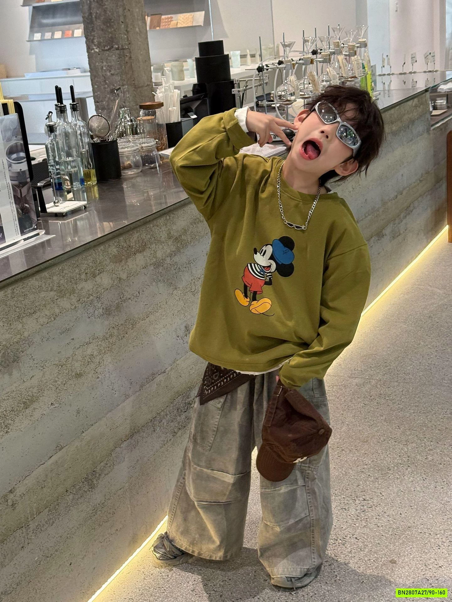 ÁO DÀI TAY MICKEY CỔ TRÒN