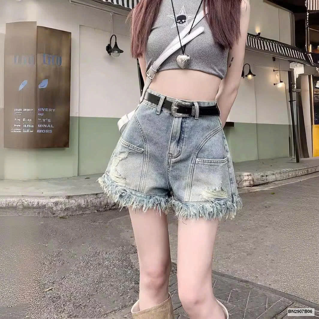 QUẦN JEANS SHORT RÁCH GẤU TUA RUA