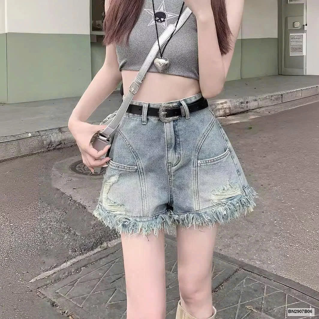 QUẦN JEANS SHORT RÁCH GẤU TUA RUA
